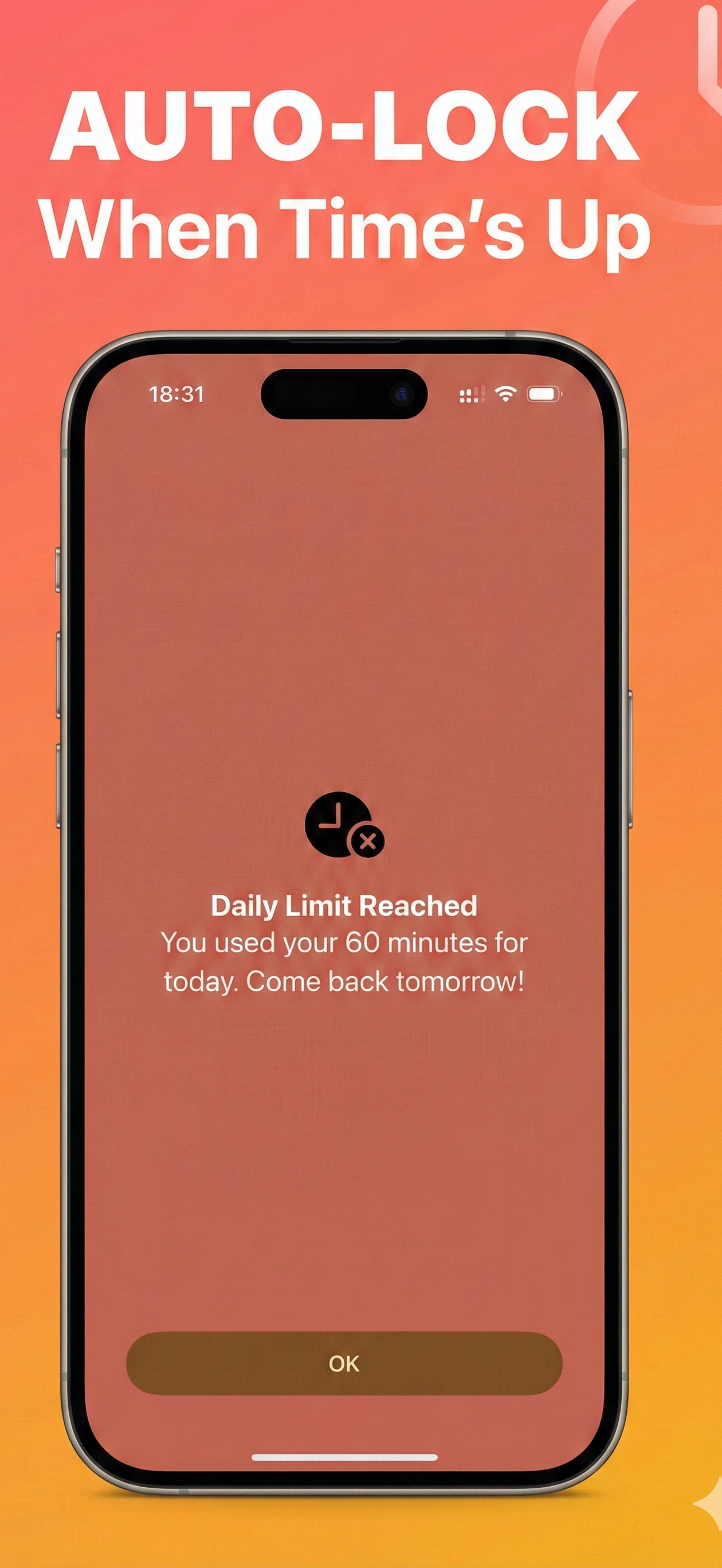 Auto-Lock When Time's Up - Daily limit reached screen