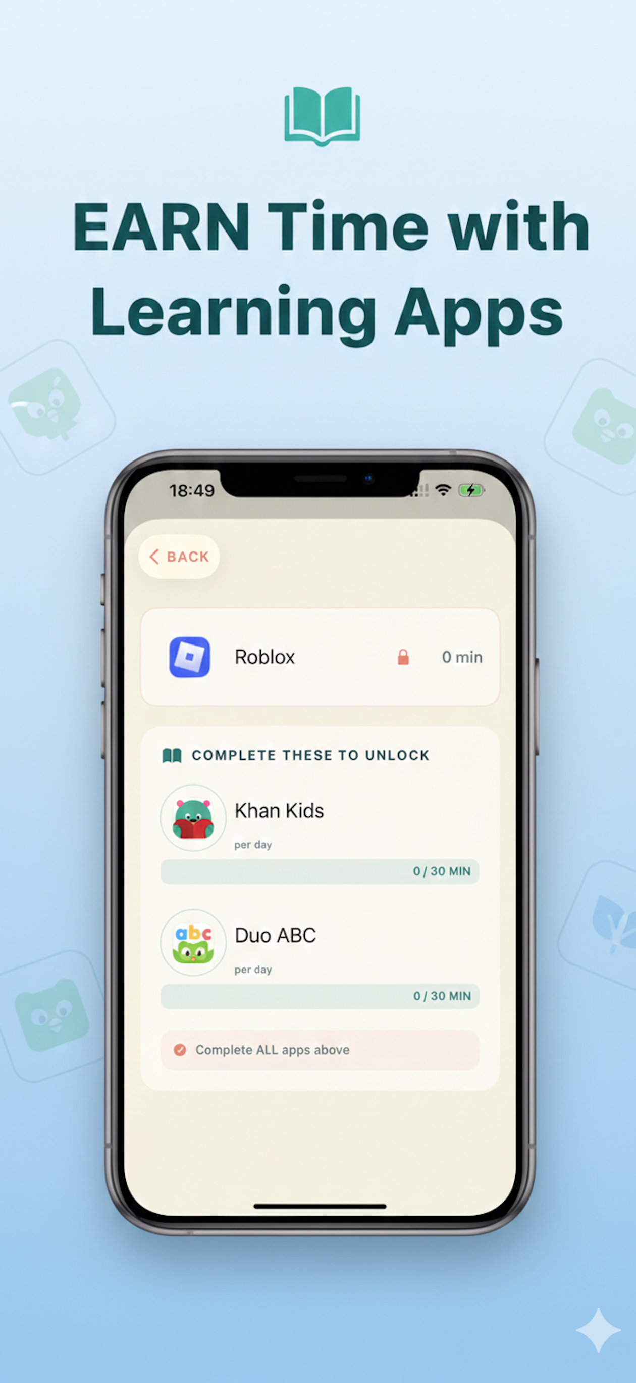 Earn Time with Learning Apps - Complete goals to unlock reward apps